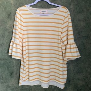 Max Studio Yellow Striped Flutter Sleeve Blouse